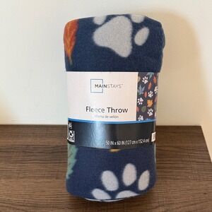 Mainstays Fleece Throw with Colorful Paw Prints